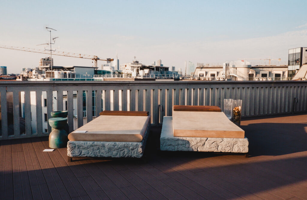 Image taken by Neneh (all-round marketer project manager) for Cooloo in Milan, showing two sustainably produced day beds.