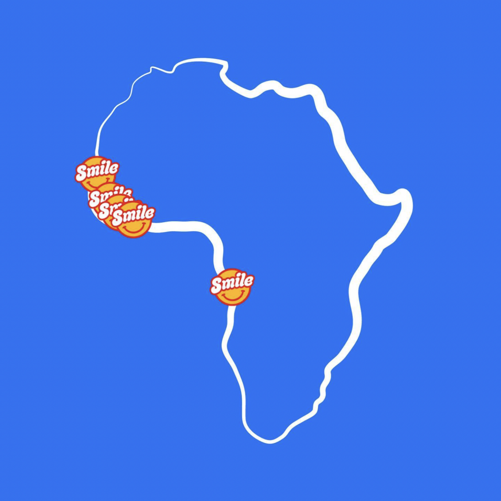 Smile Foods social media post showing the Smile Foods logo on a map of west Africa