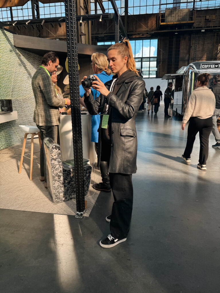 Say hi - Neneh at work during MaterialDistrict taking pictures for Cooloo